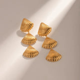 3 stainless steel shells high-end pendant earrings - Charithavya
