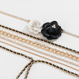Alloy Rhinestone Multi-Layered Flower Necklace Trendsi